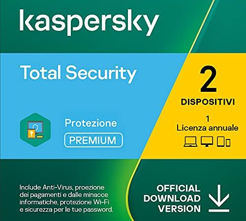 Kaspersky Total Security 2023 | 2 Dispositivi | 1 Anno | PC / Mac / Android | Codice d'attivazione via email